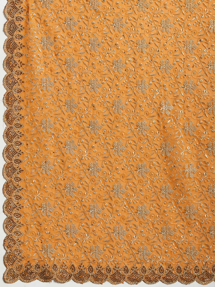Orange Embroidered Georgette Saree