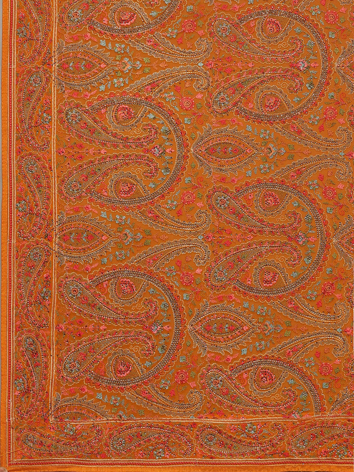 Orange Embroidered Georgette Saree