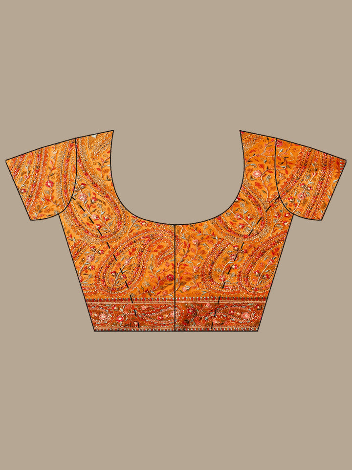 Orange Embroidered Georgette Saree