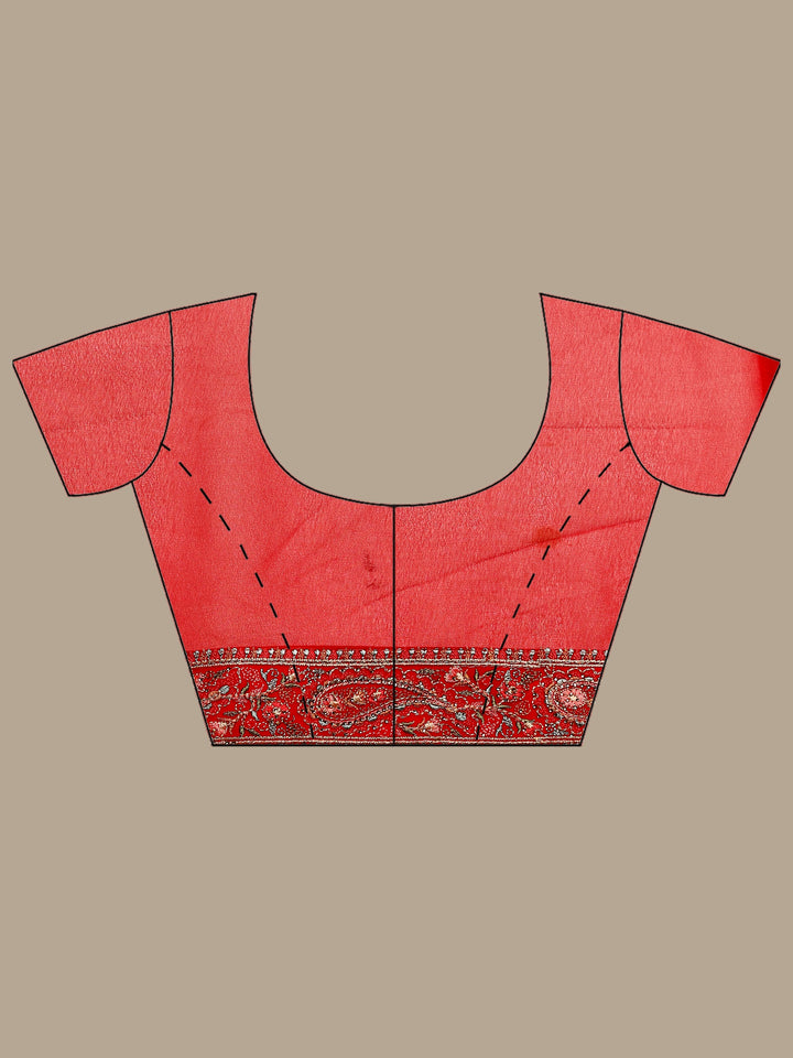 Red Embroidered Georgette Saree