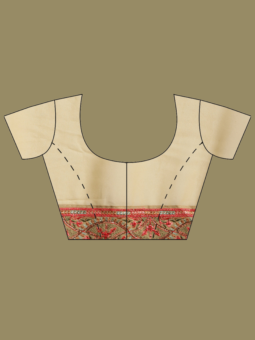 Beige Embroidered Georgette Saree