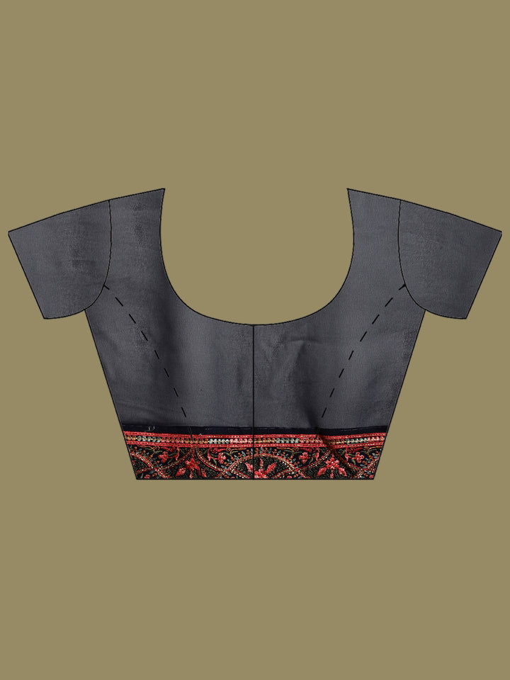 Navy Blue Embroidered Georgette Saree