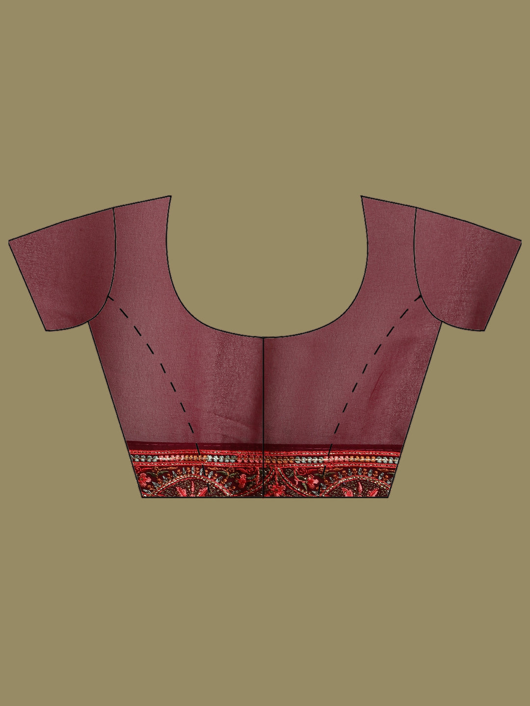 Wine Embroidered Georgette Saree