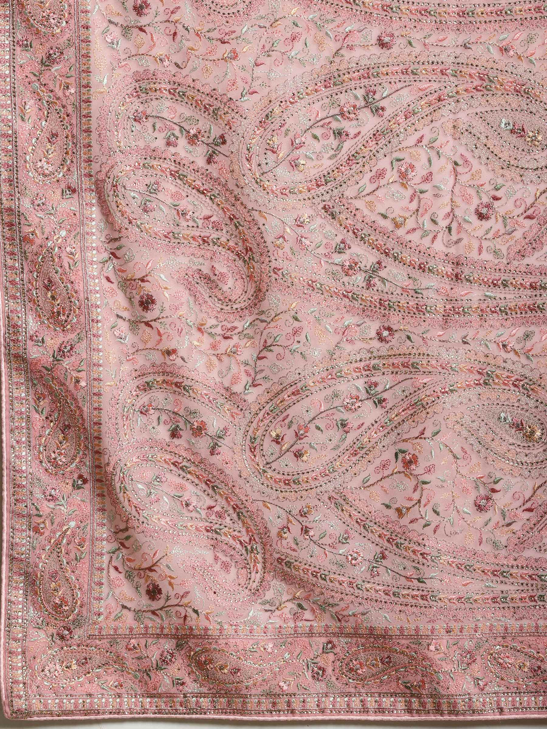 Pink Embroidered Georgette Saree