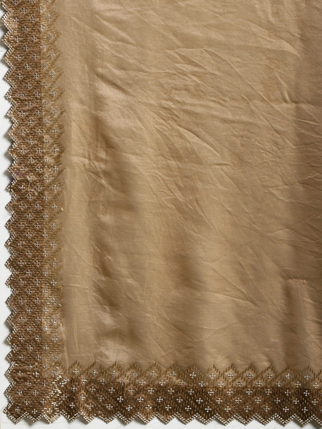 Brown Embroidered Tissue Saree