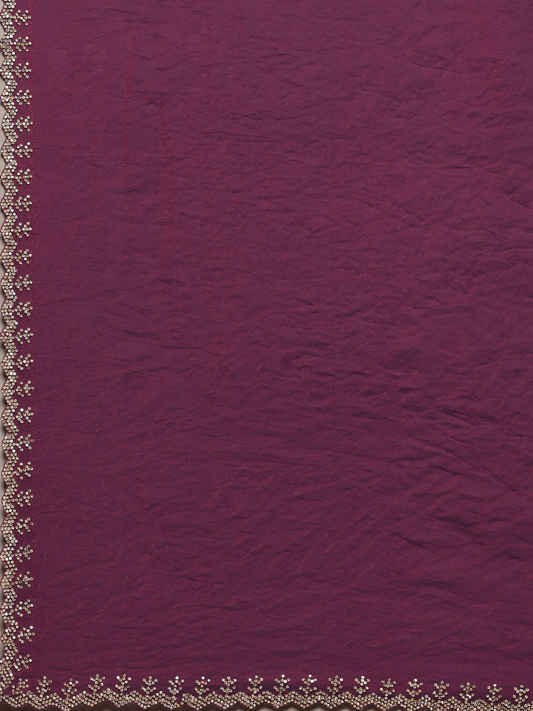 Wine Embroidered Organza Saree