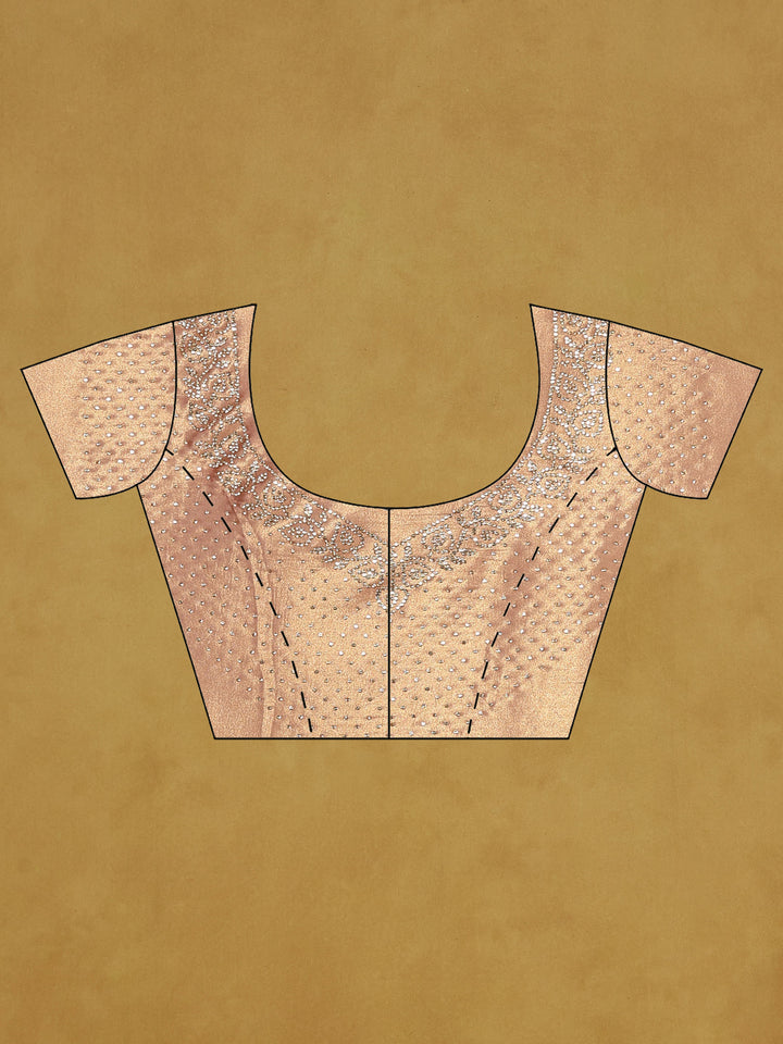 Peach Embroidered Tissue Saree