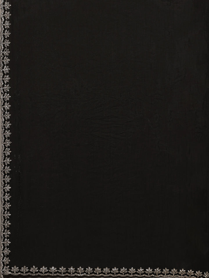 Black Embroidered Tissue Saree
