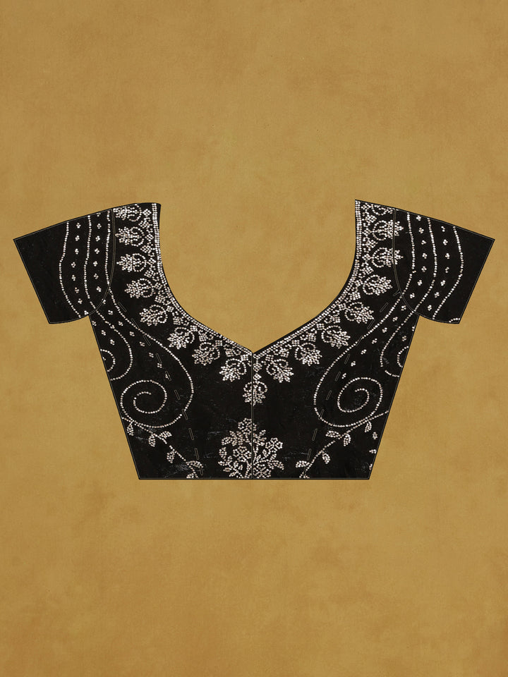 Black Embroidered Tissue Saree
