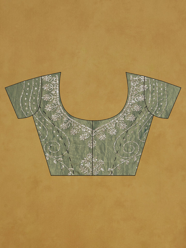 Green Embroidered Tissue Saree