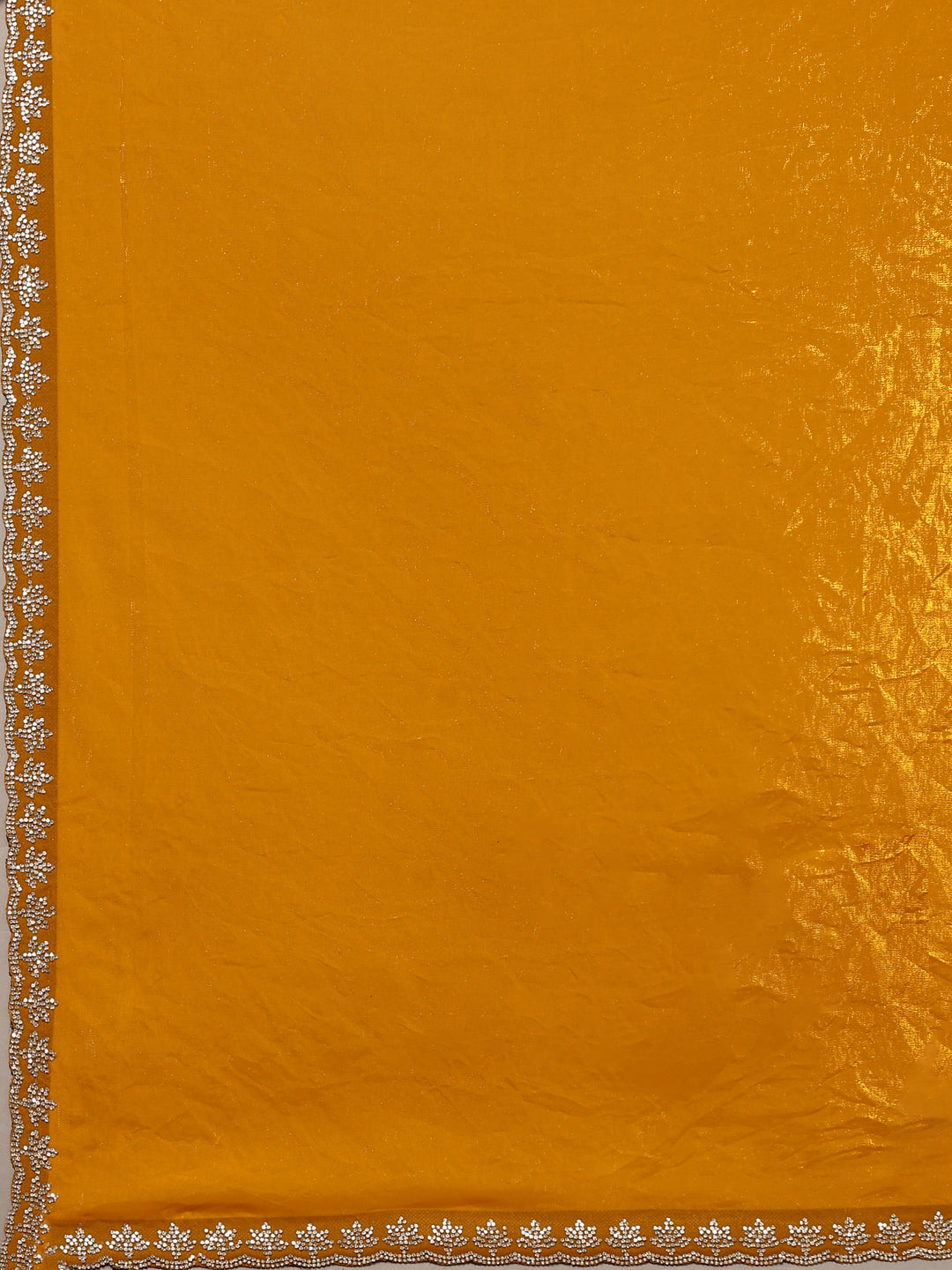 Mustard Embroidered Tissue Saree