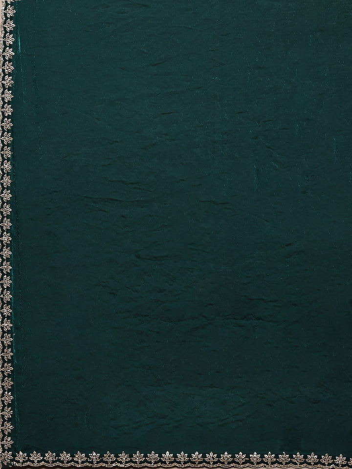 Rama Green Embroidered Tissue Saree
