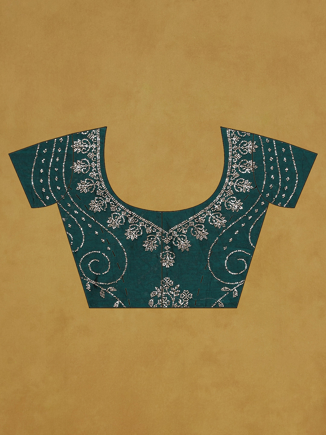 Rama Green Embroidered Tissue Saree