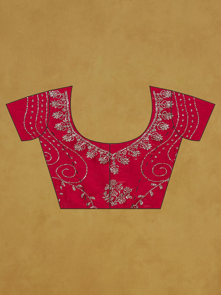 Rani Embroidered Tissue Saree