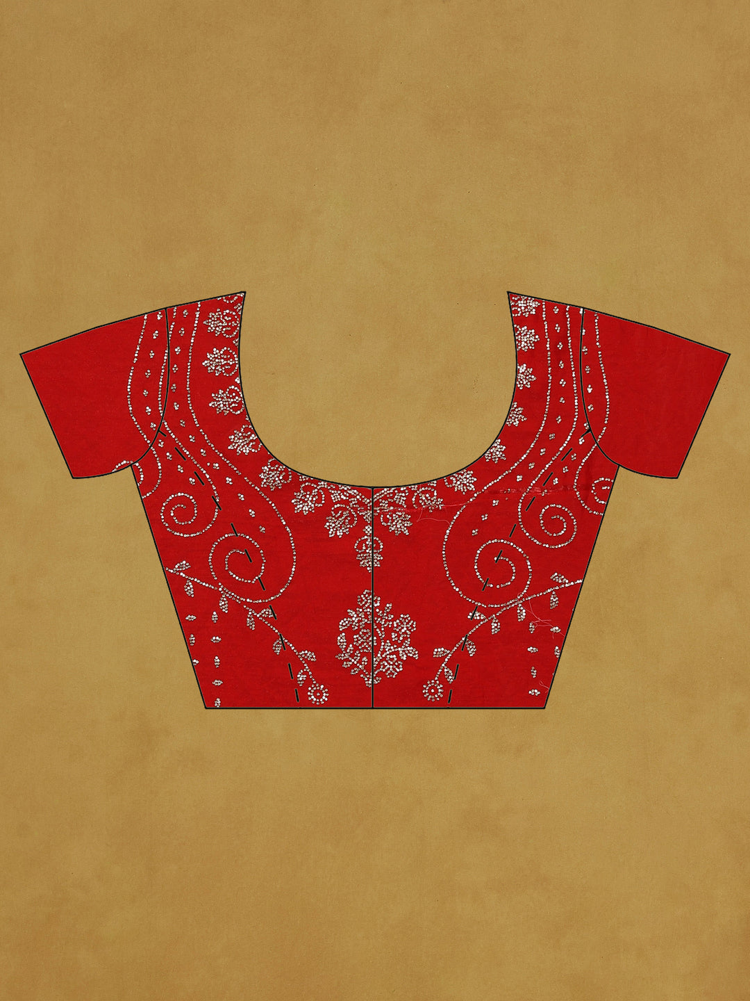 Red Embroidered Tissue Saree