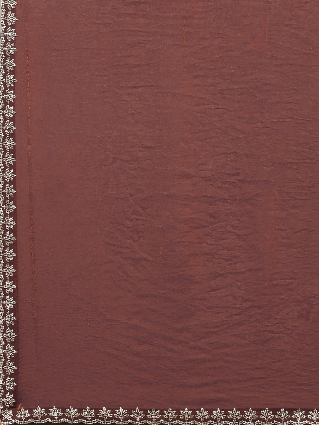 Rust Embroidered Tissue Saree