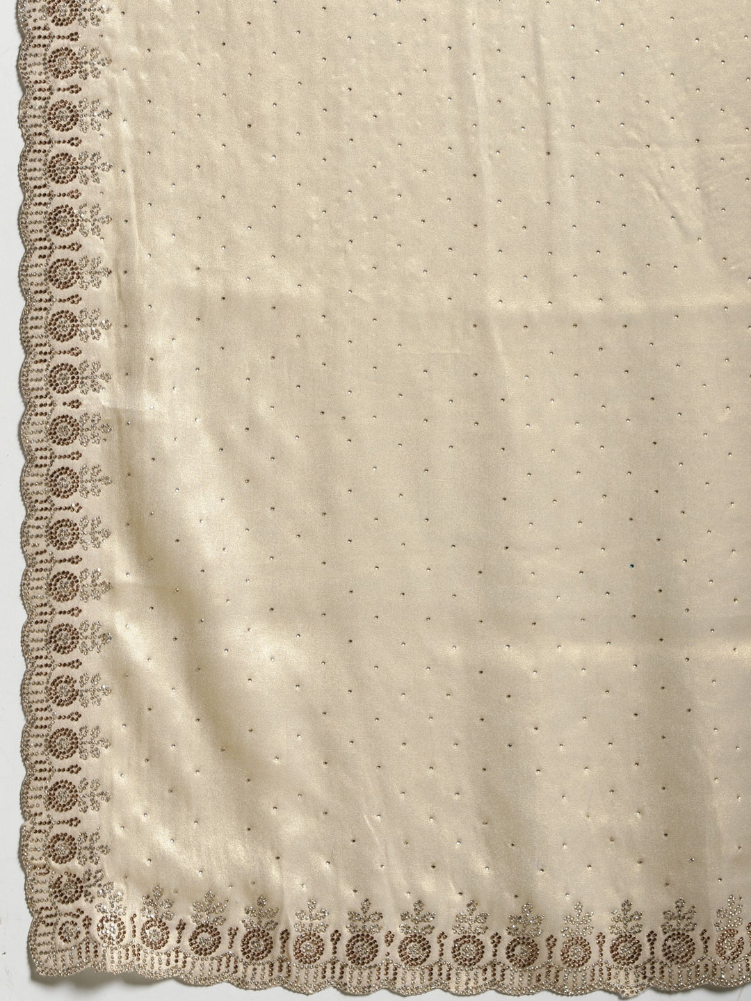Beige Embroidered Tissue Saree
