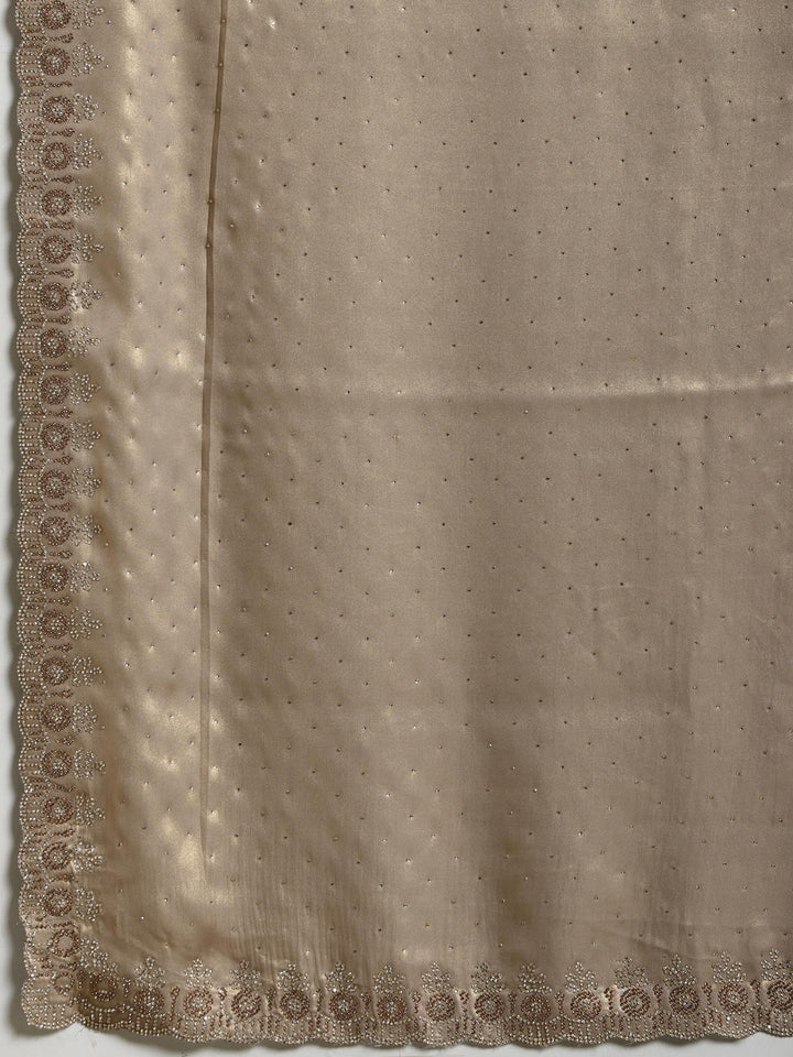Grey Embroidered Tissue Saree