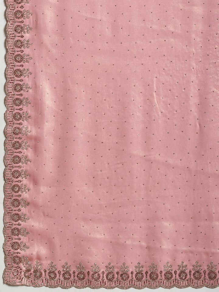 Pink Embroidered Tissue Saree