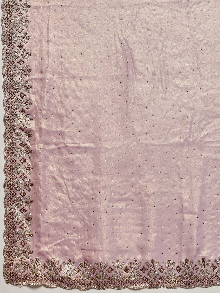 Lavender Embroidered Tissue Saree