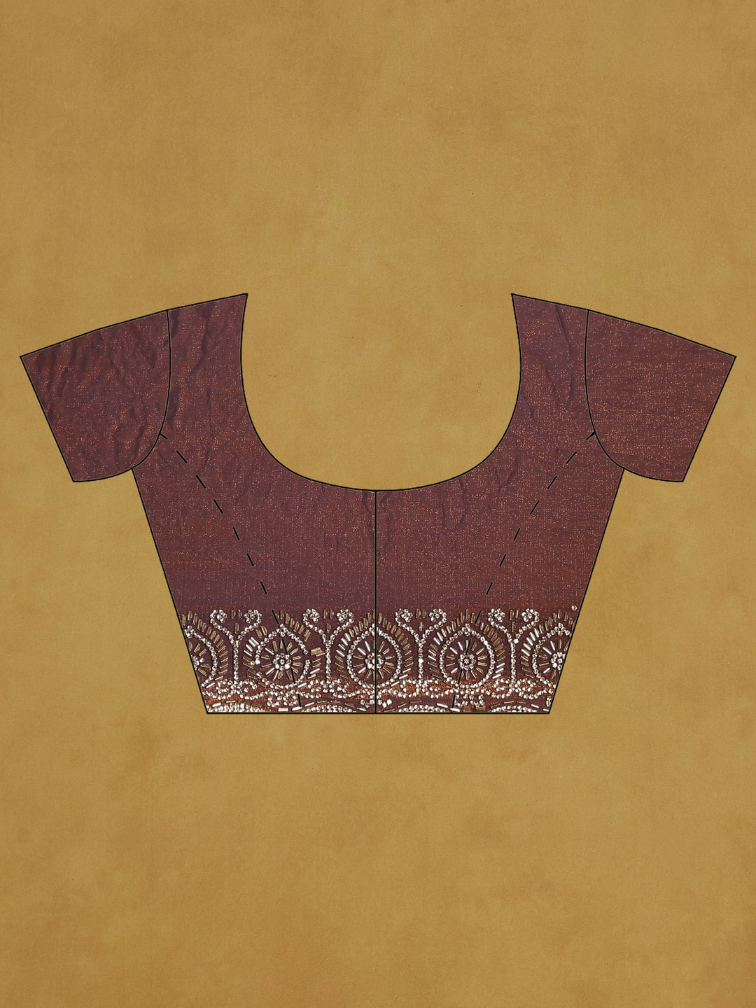 Rust Embroidered Tissue Saree