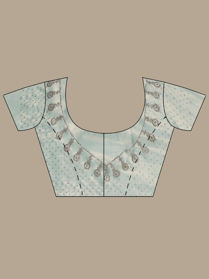 Sea Green Embroidered Tissue Saree