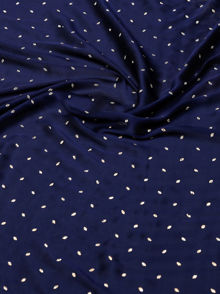 Navy Blue Printed Satin Saree