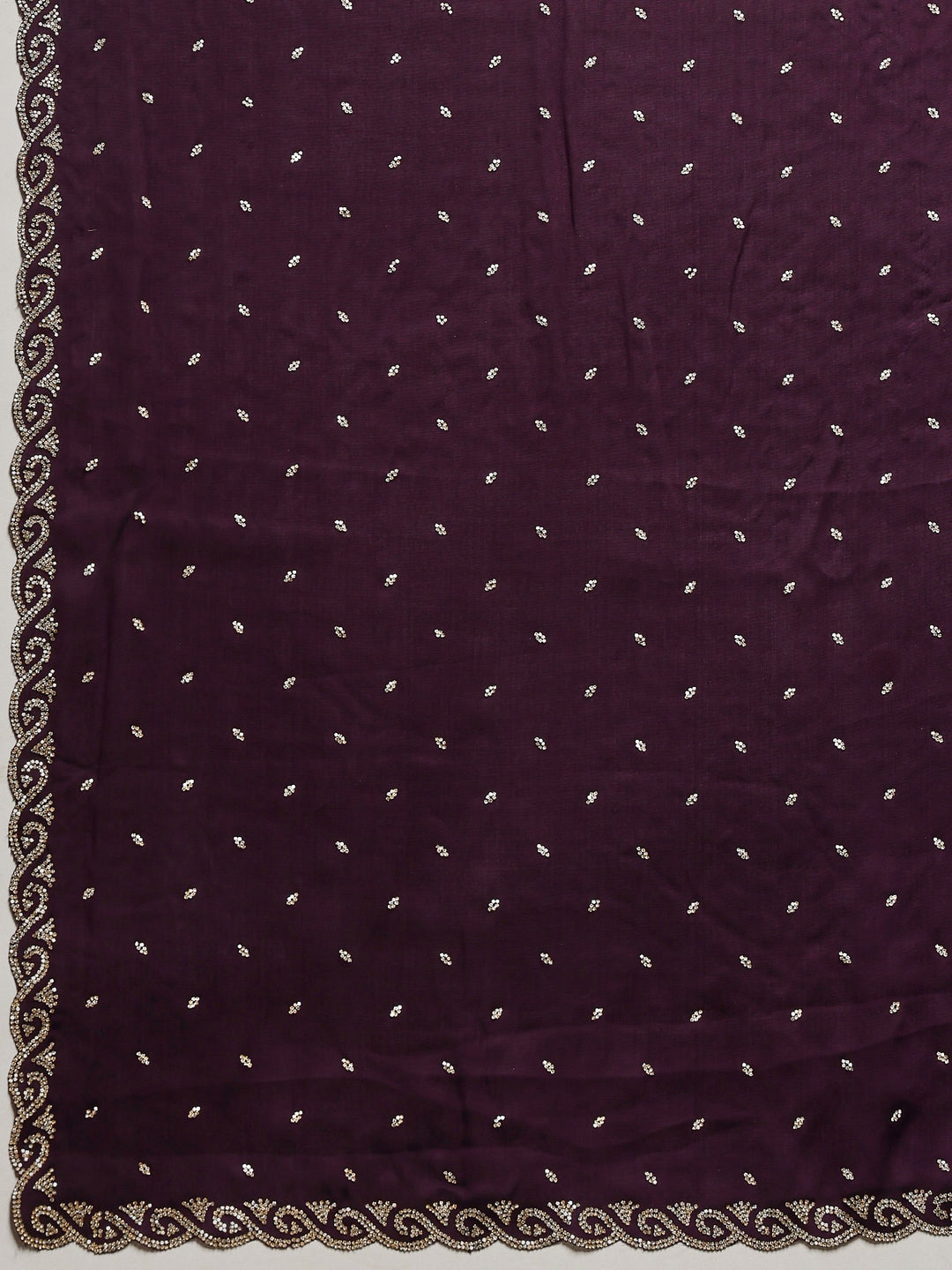 Purple Printed Satin Saree