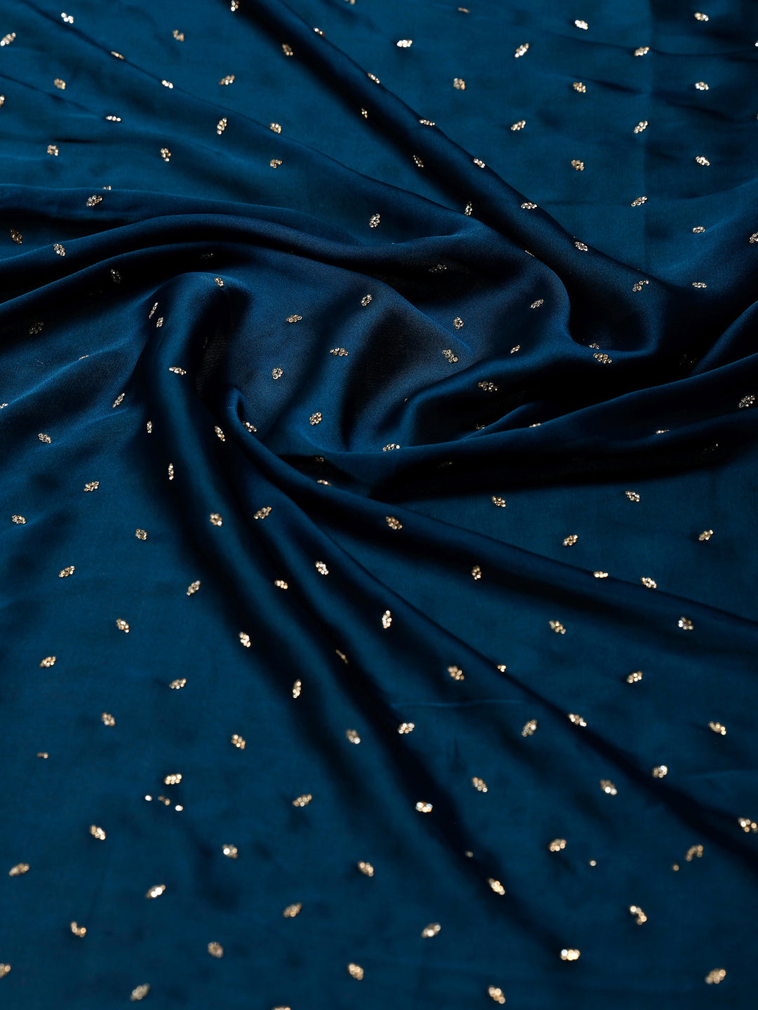 Teal Blue Printed Satin Saree