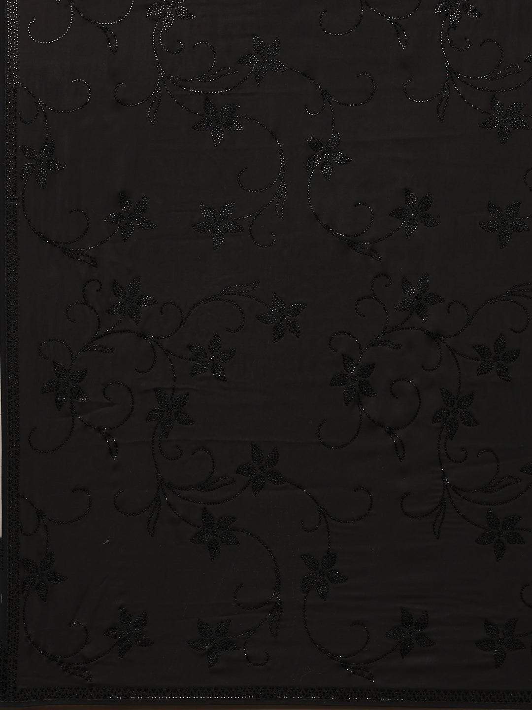 Black Printed Satin Saree