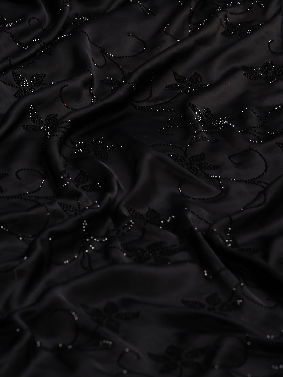 Black Printed Satin Saree
