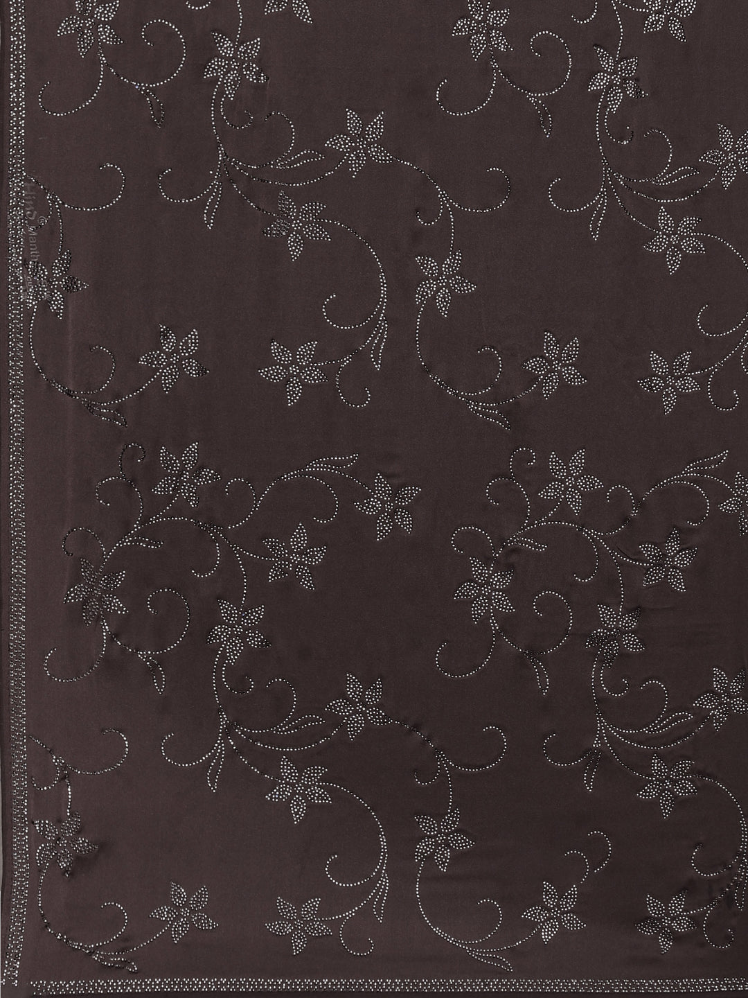 Brown Grey Printed Satin Saree