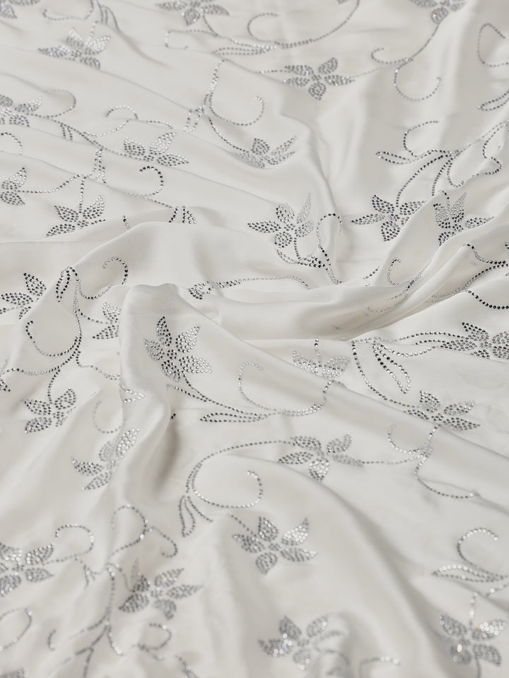 Off White Printed Satin Saree