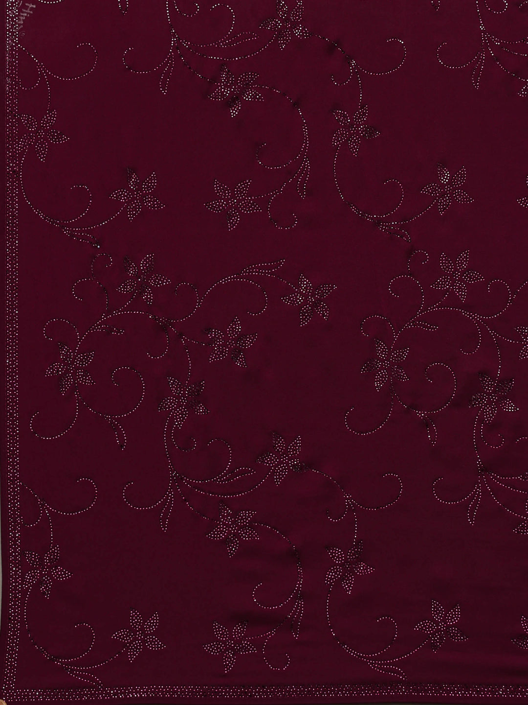 Wine Printed Satin Saree
