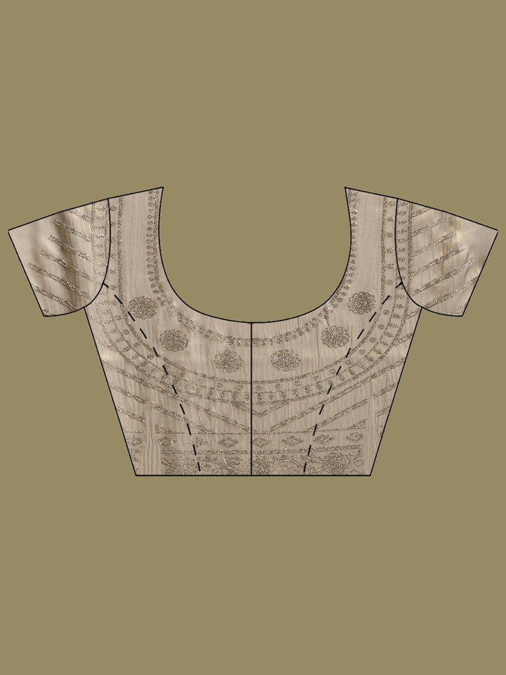 Grey Embroidered Tissue Saree