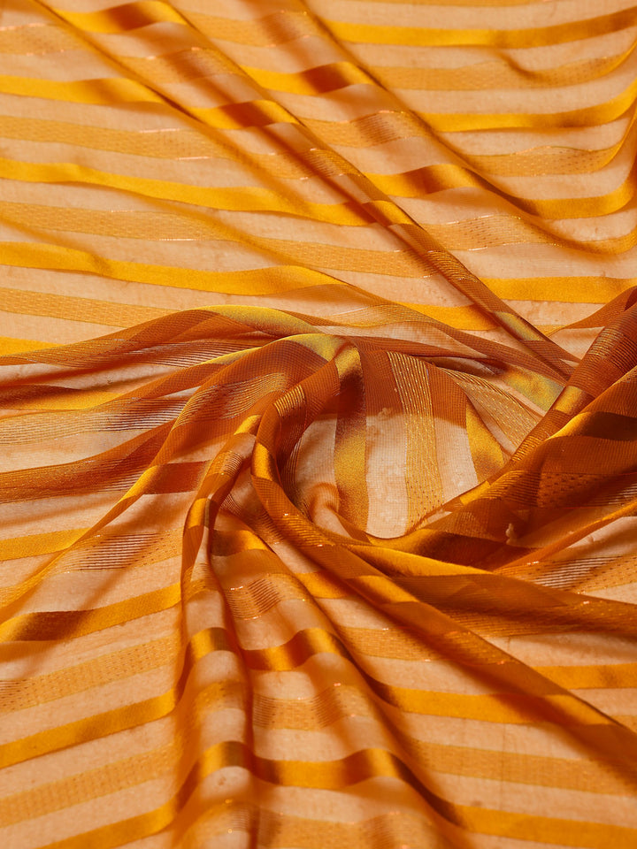 Mustard Embroidered Organza Saree