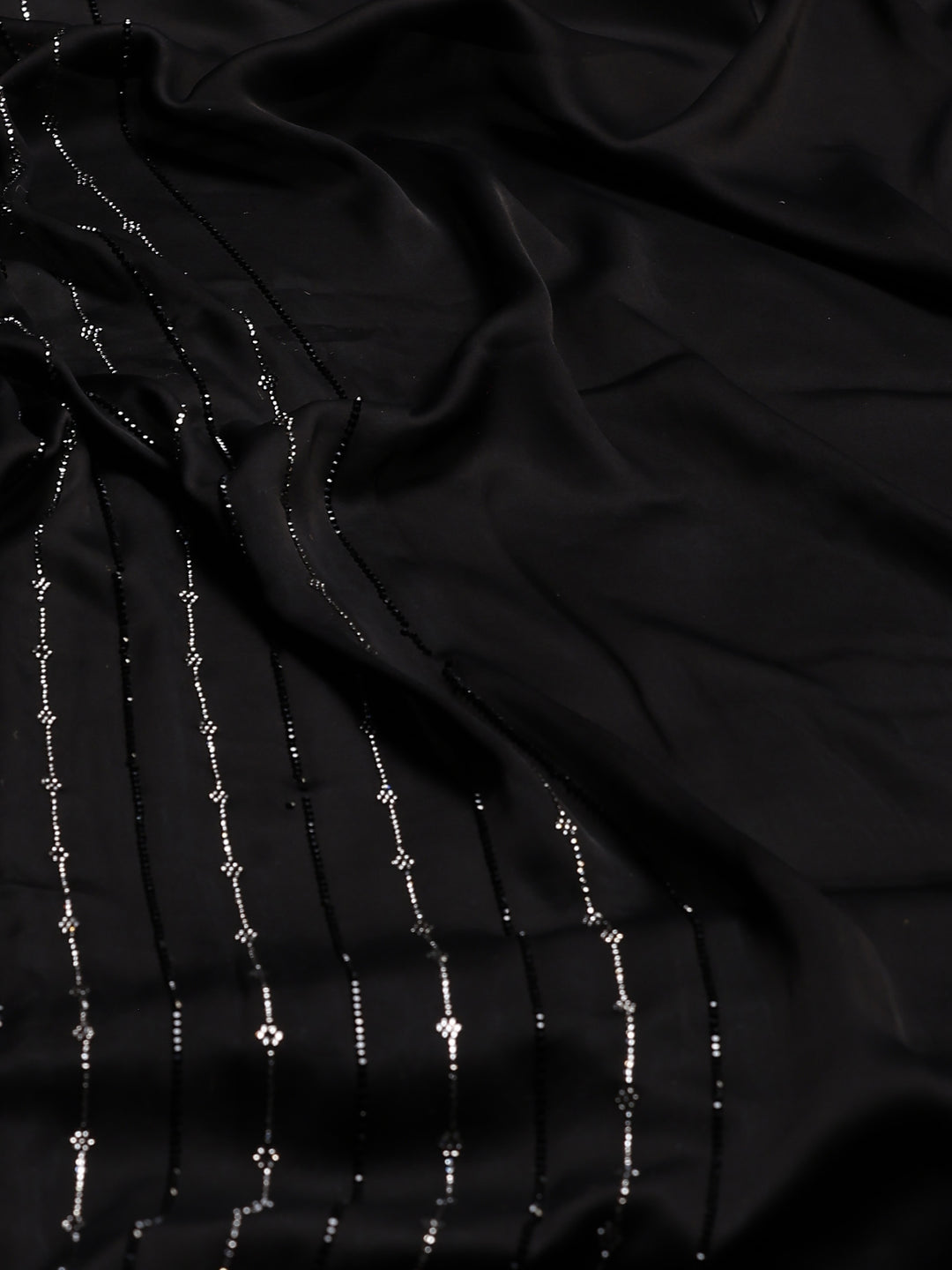 Black Printed Satin Saree