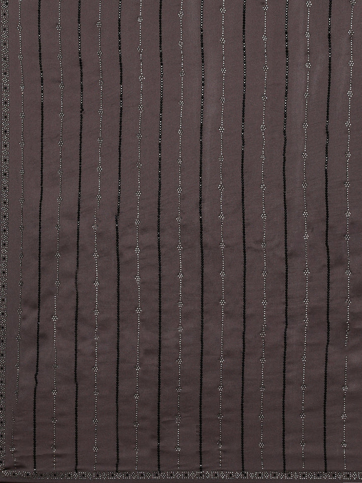 Grey Printed Satin Saree