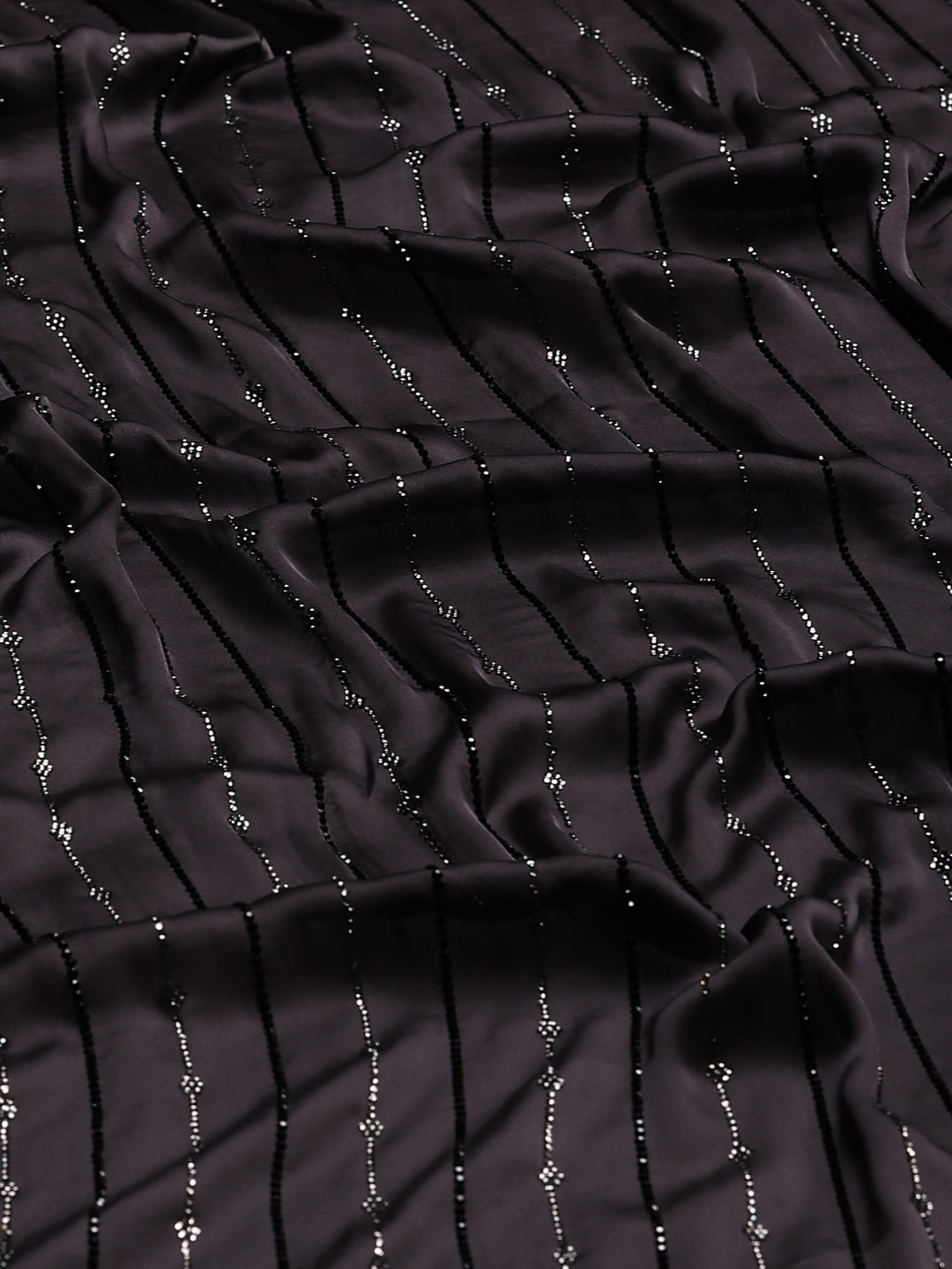 Grey Printed Satin Saree