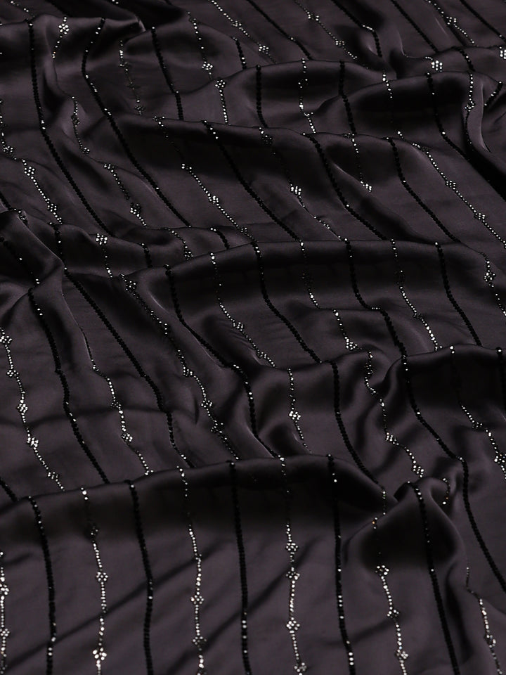 Grey Printed Satin Saree