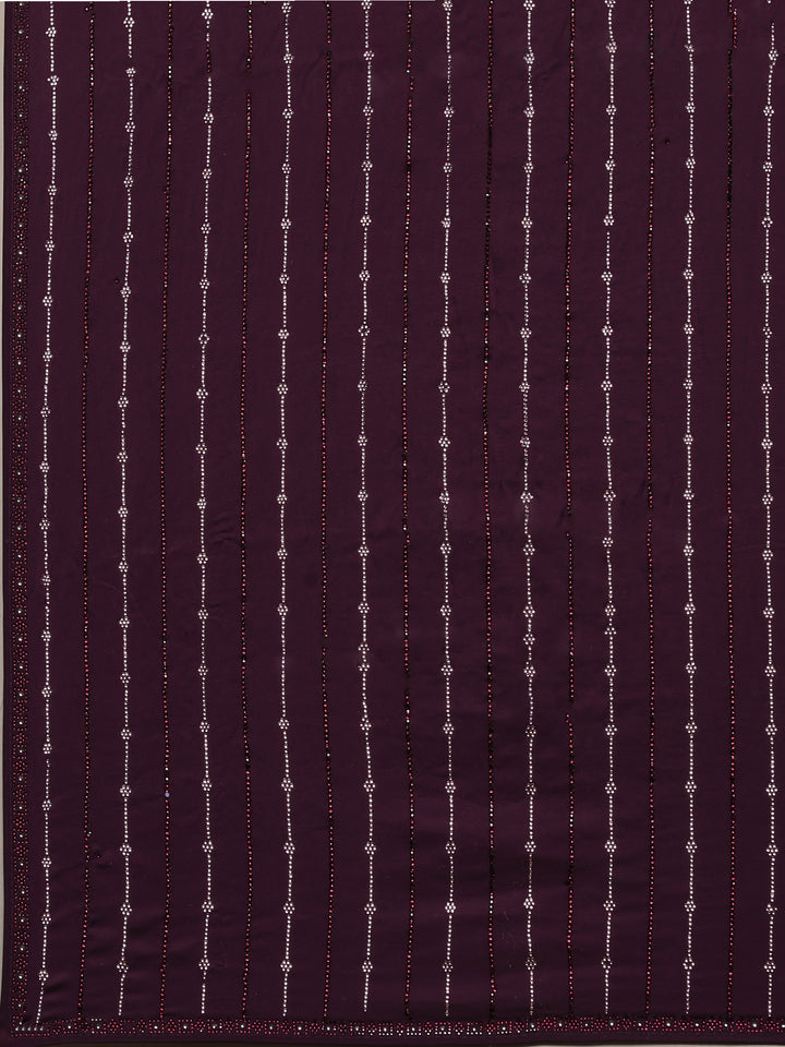 Purple Printed Satin Saree