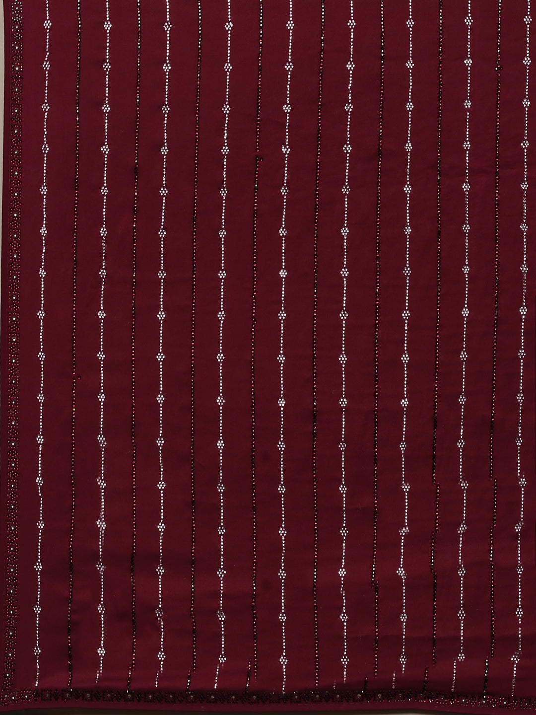 Wine Printed Satin Saree