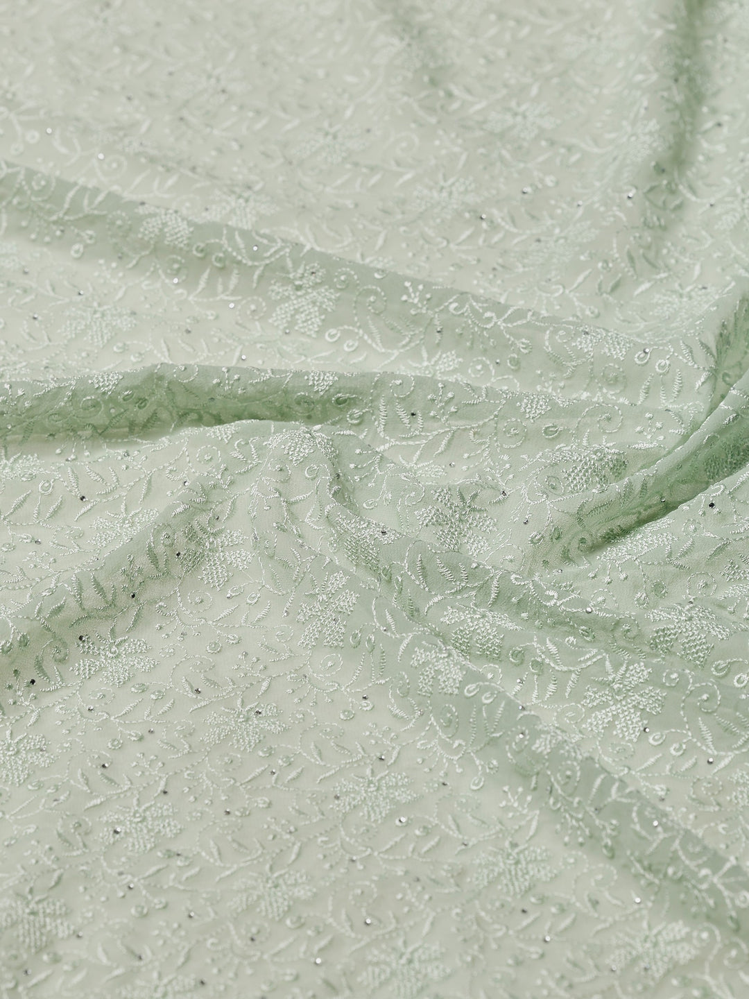 Sea Green Embroidered Georgette Saree
