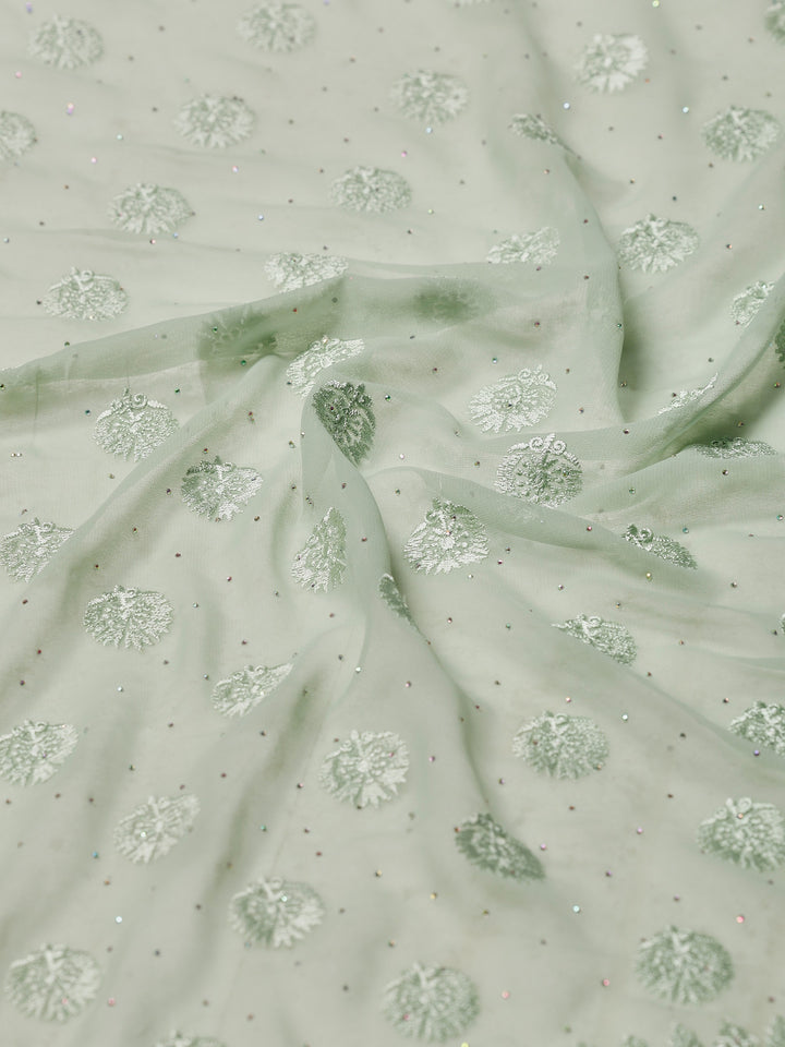 Aqua Green Embroidered Georgette Saree