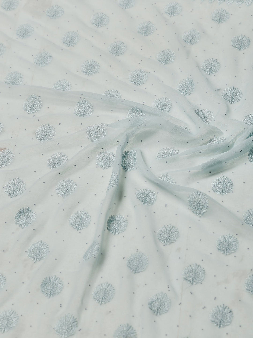 Sky Blue Embroidered Georgette Saree