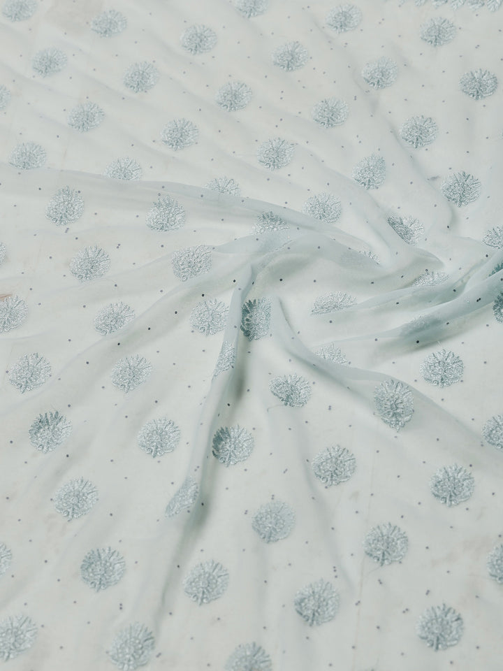Sky Blue Embroidered Georgette Saree