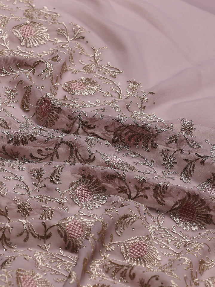 Lavender Embroidered Georgette Saree