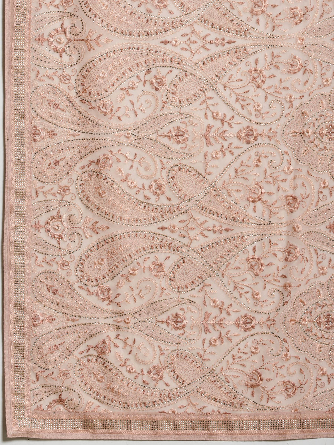Peach Embroidered Georgette Saree