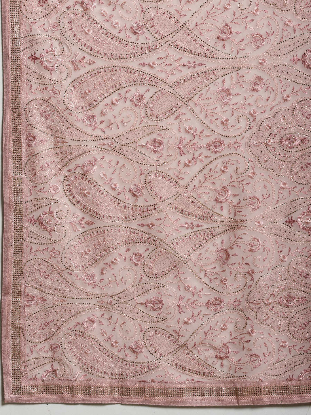 Pink Embroidered Georgette Saree
