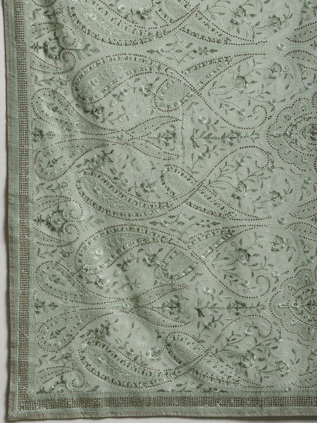 Sea Green Embroidered Georgette Saree